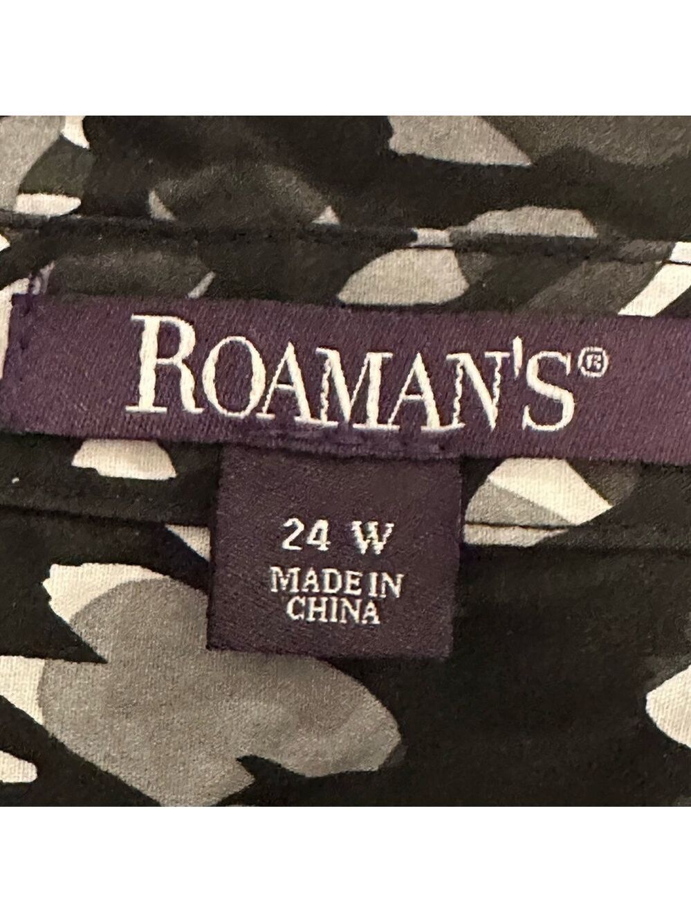 Roamans Blouse, Womens 24W, Black Gray, White, Geometric Circles Business Blouse - Picture 8 of 15